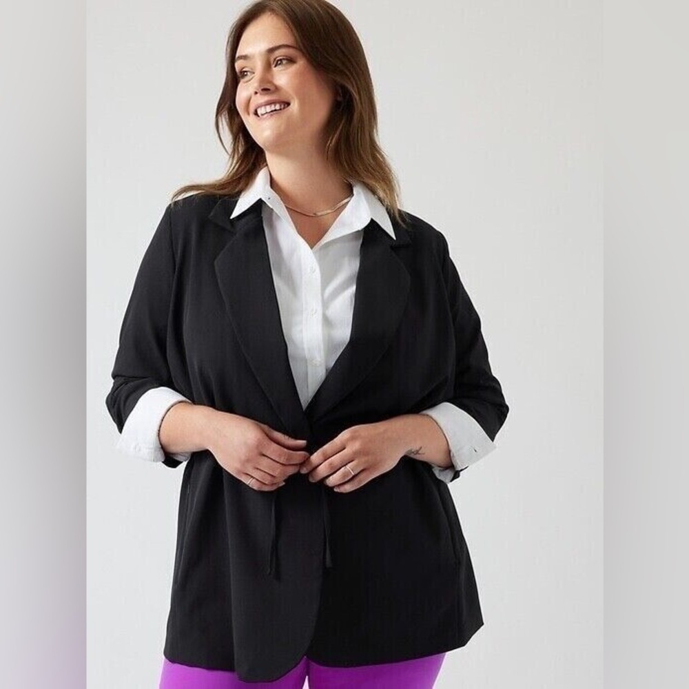 Athleta Black Primatwill Blazer Jacket Size 18
